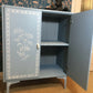 Painted Cupboard - Swedish Blue with Faux Bone Stencilling