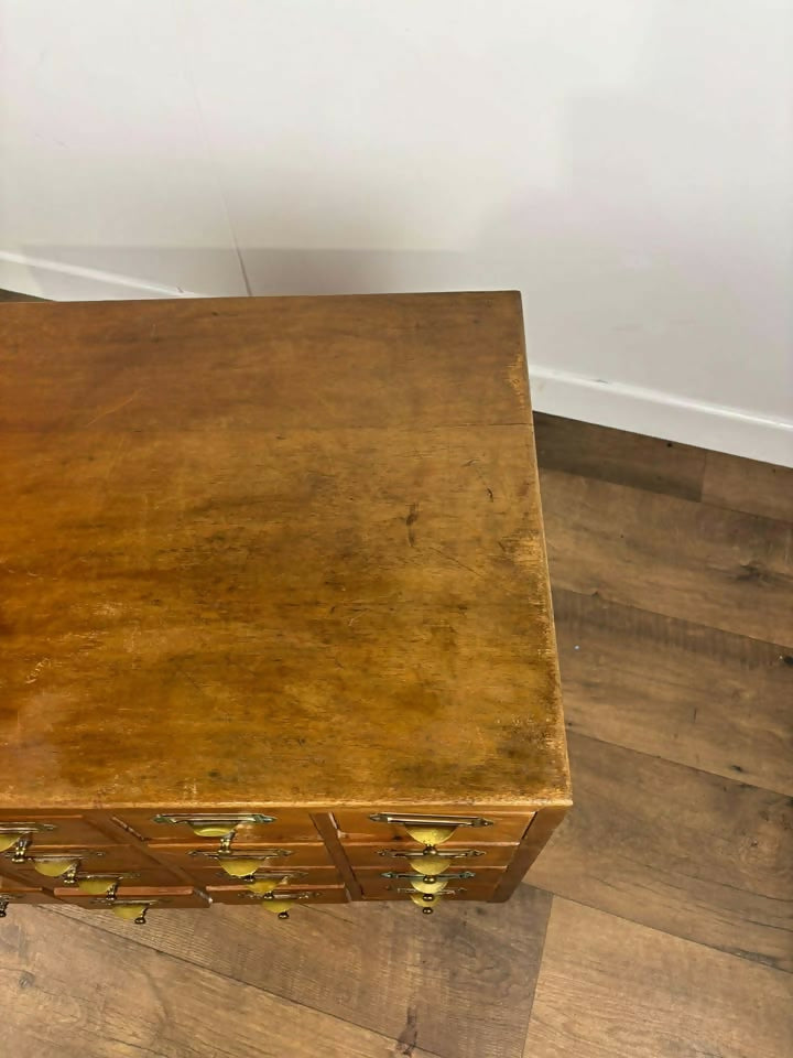 Vintage Light Oak Bank of twenty Index Drawers