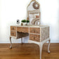Vintage Taupe Dressing Table with Mirror and Queen Anne legs