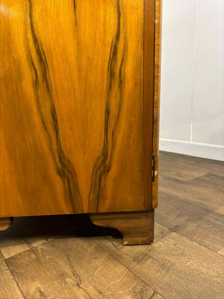 Art Deco Walnut Figured Ladies Wardrobe