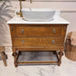 W79.3mm Oak Vintage Bathroom Vanity Unit With Sink