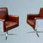 Two Hand Dyed Brown Leather Aviators Swivel Captains Chairs