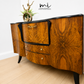 Refurbished Burr Walnut and Black Stonehill Art Deco Cocktail Cabinet, Drinks Cabinet, Vintage Sideboard, Gin Bar