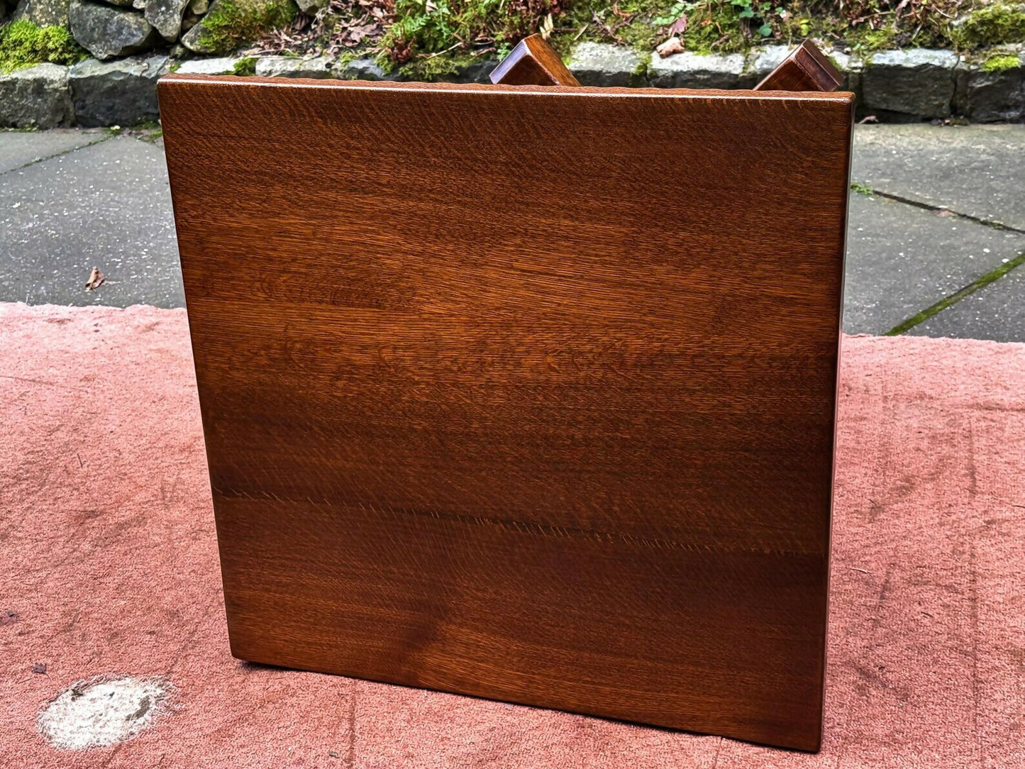 A RUPERT GRIFFITHS MONASTIC CARVED SOLID OAK LAMP TABLE / PLANT STAND