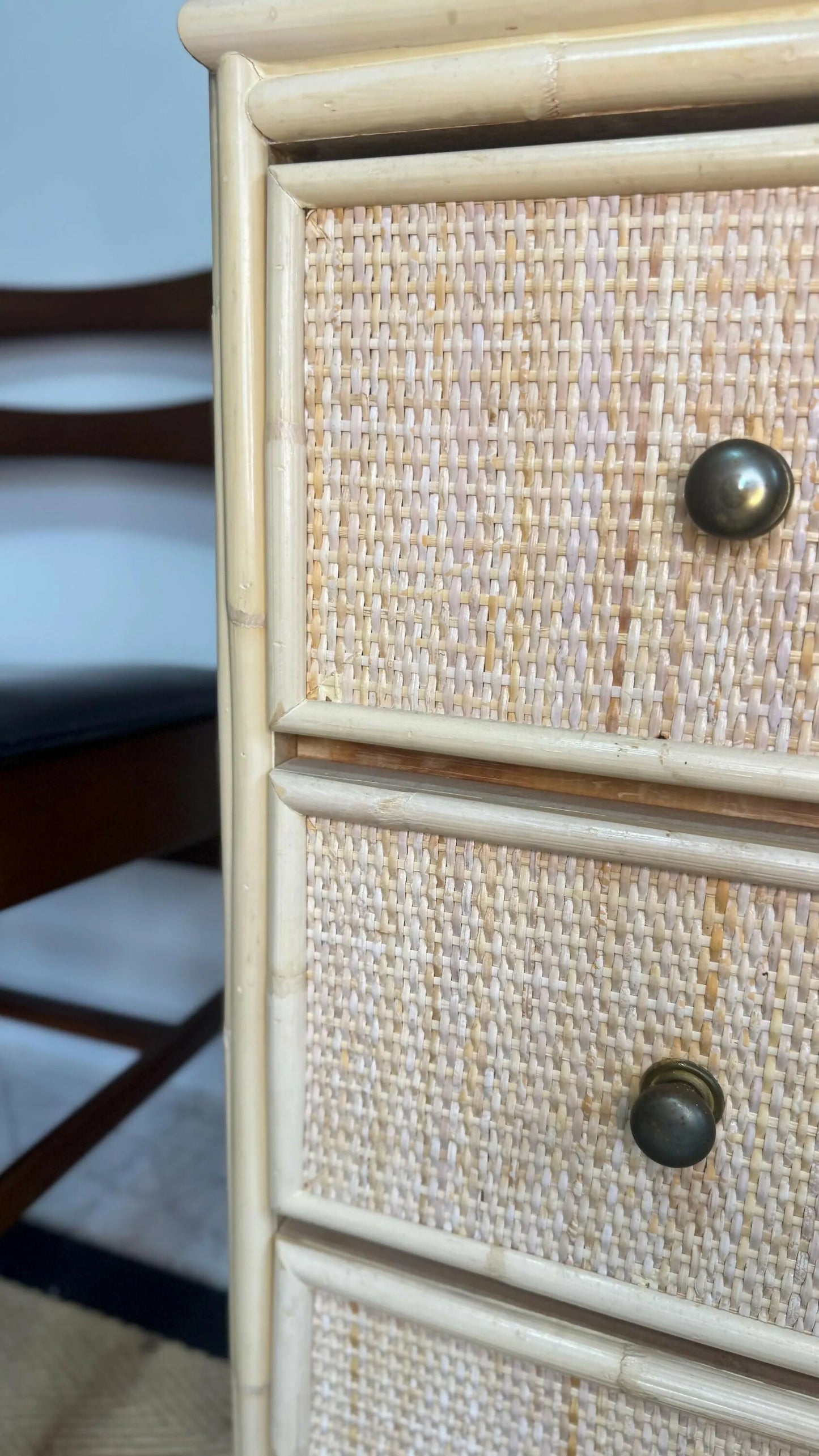 Mid century retro vintage chest of drawers wicker