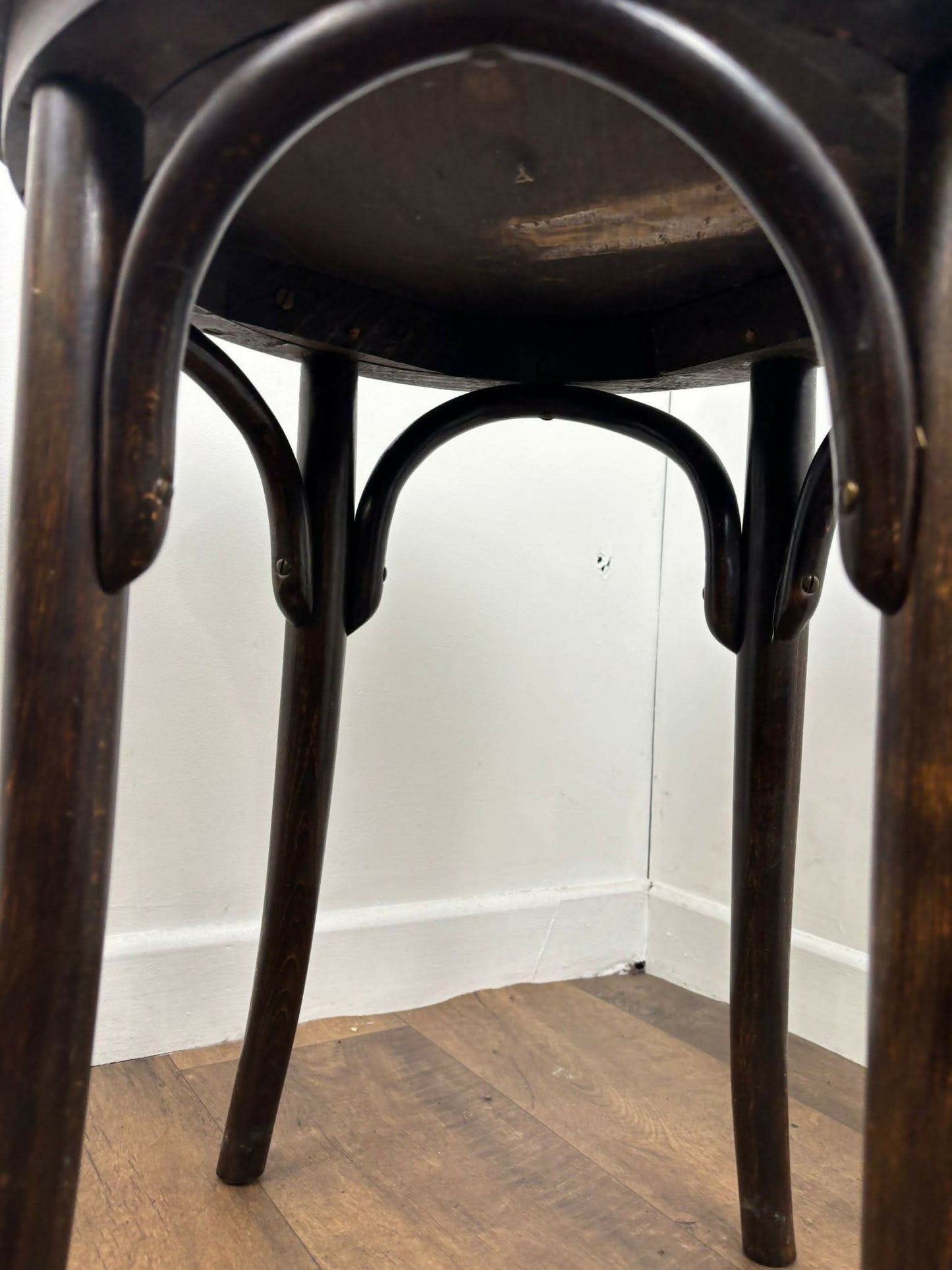 Vintage Small Circular Oak Bentwood Side Table