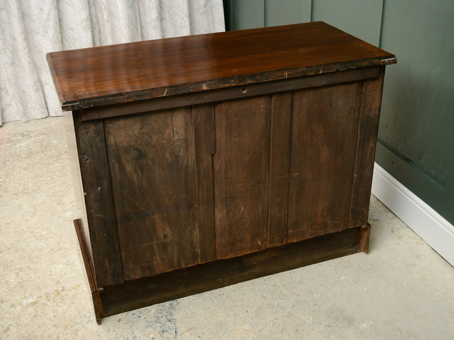 Edwardian Stained Pine Chest of Drawers - 2 Over 2 - Mahogany Finish