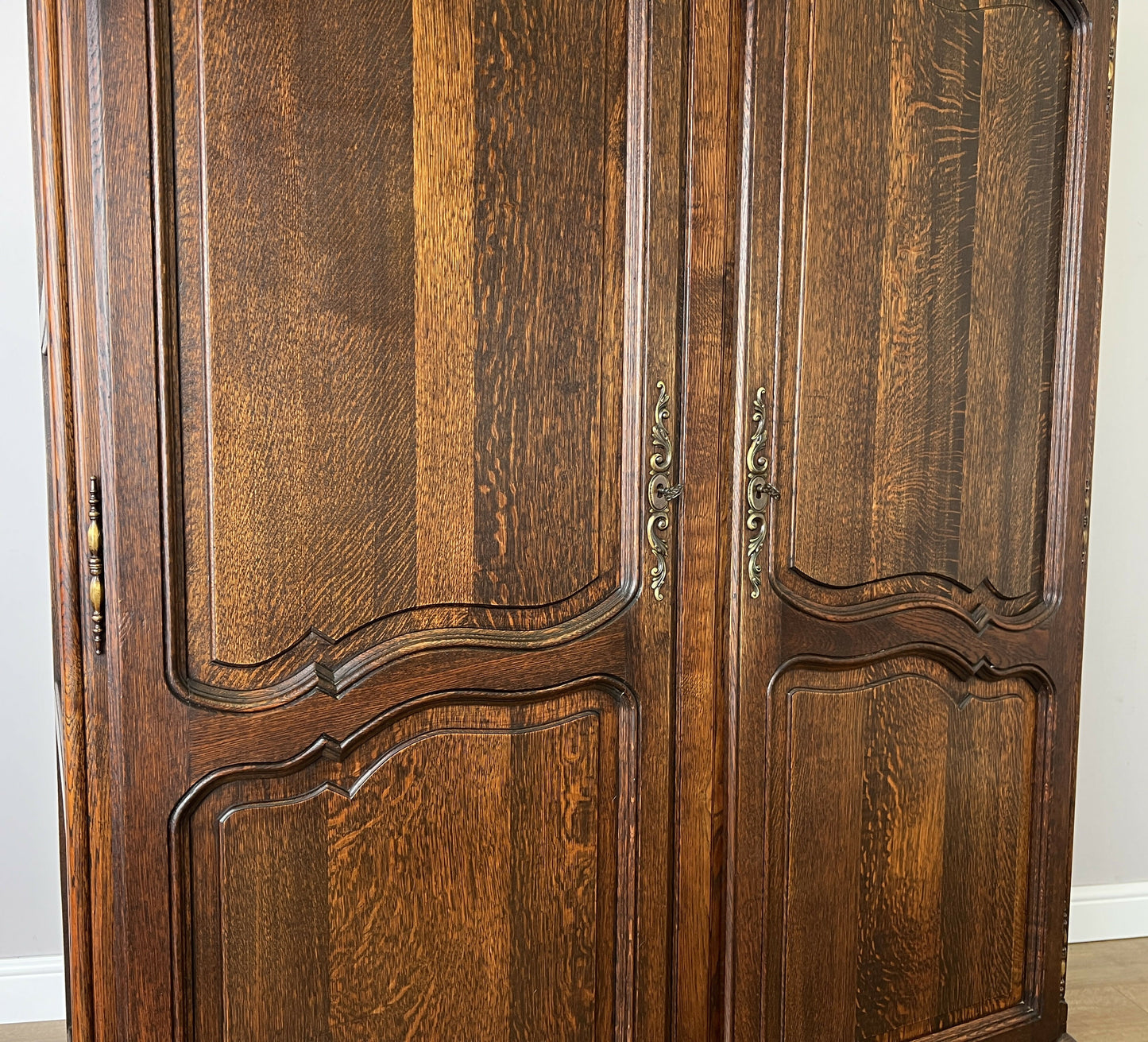Wardrobe Antique French Louis XVI Style Oak Two Door Carved Armoire LOT 6464
