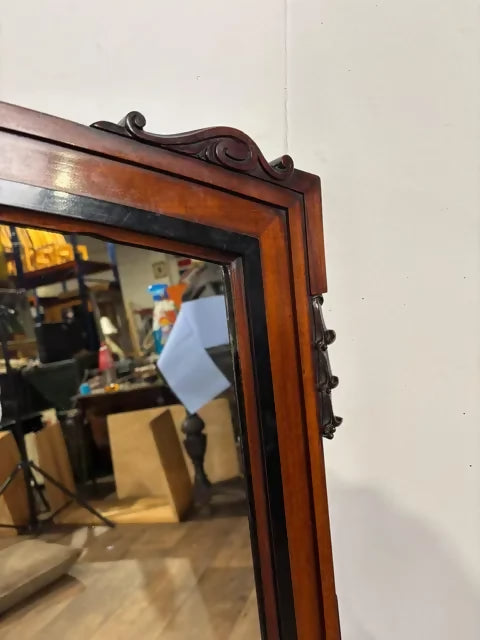 Victorian Mahogany Large Overmantel Mirror with Carved Decoration