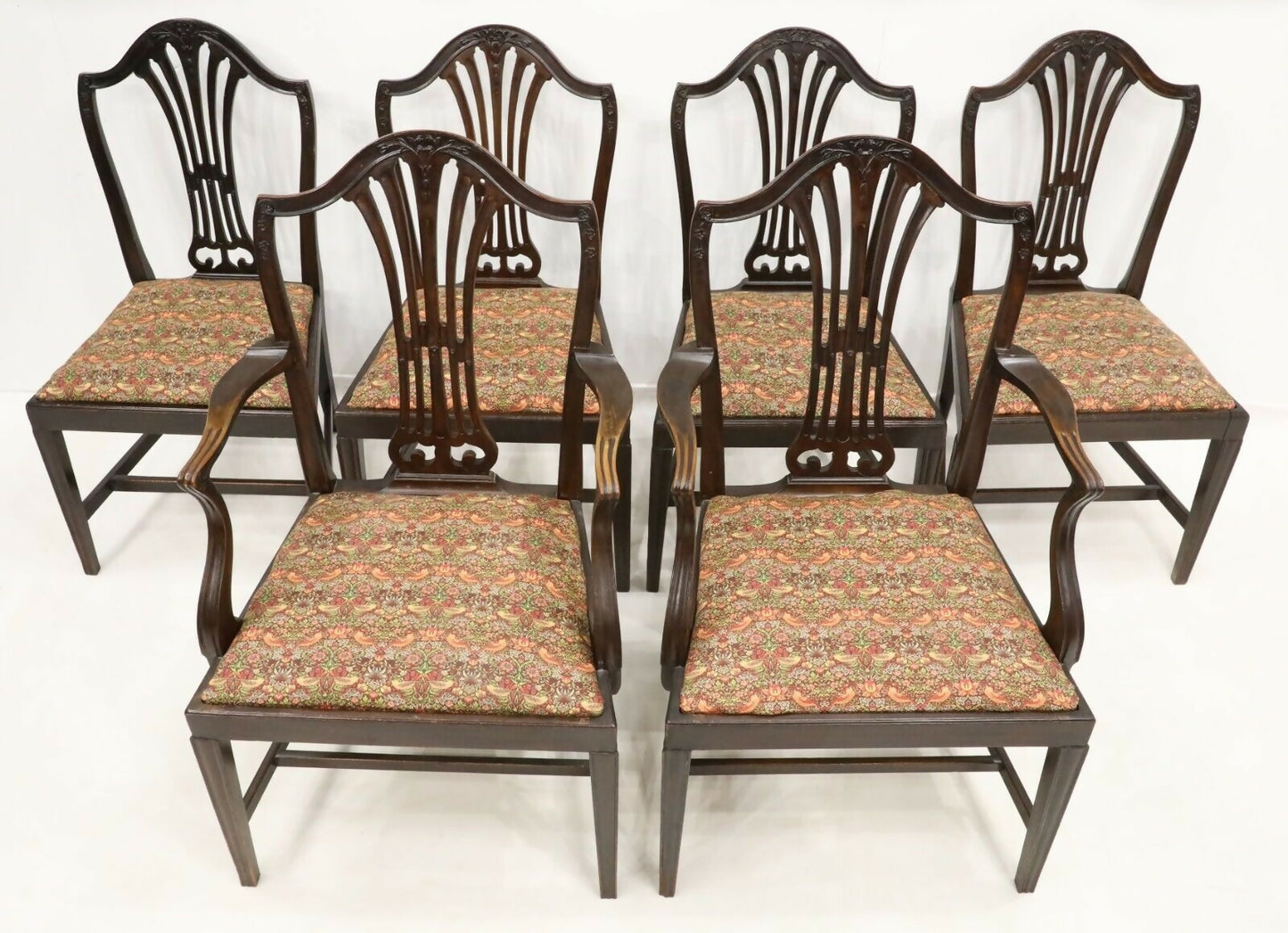 Set of 6 Mahogany Hepplewhite Style Dining Chairs INC 2 Carvers FREE UK Delivery SBR7696/1901C