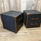 Black Leather Brown Trimmed Handmade Luxury Bedroom End Tables