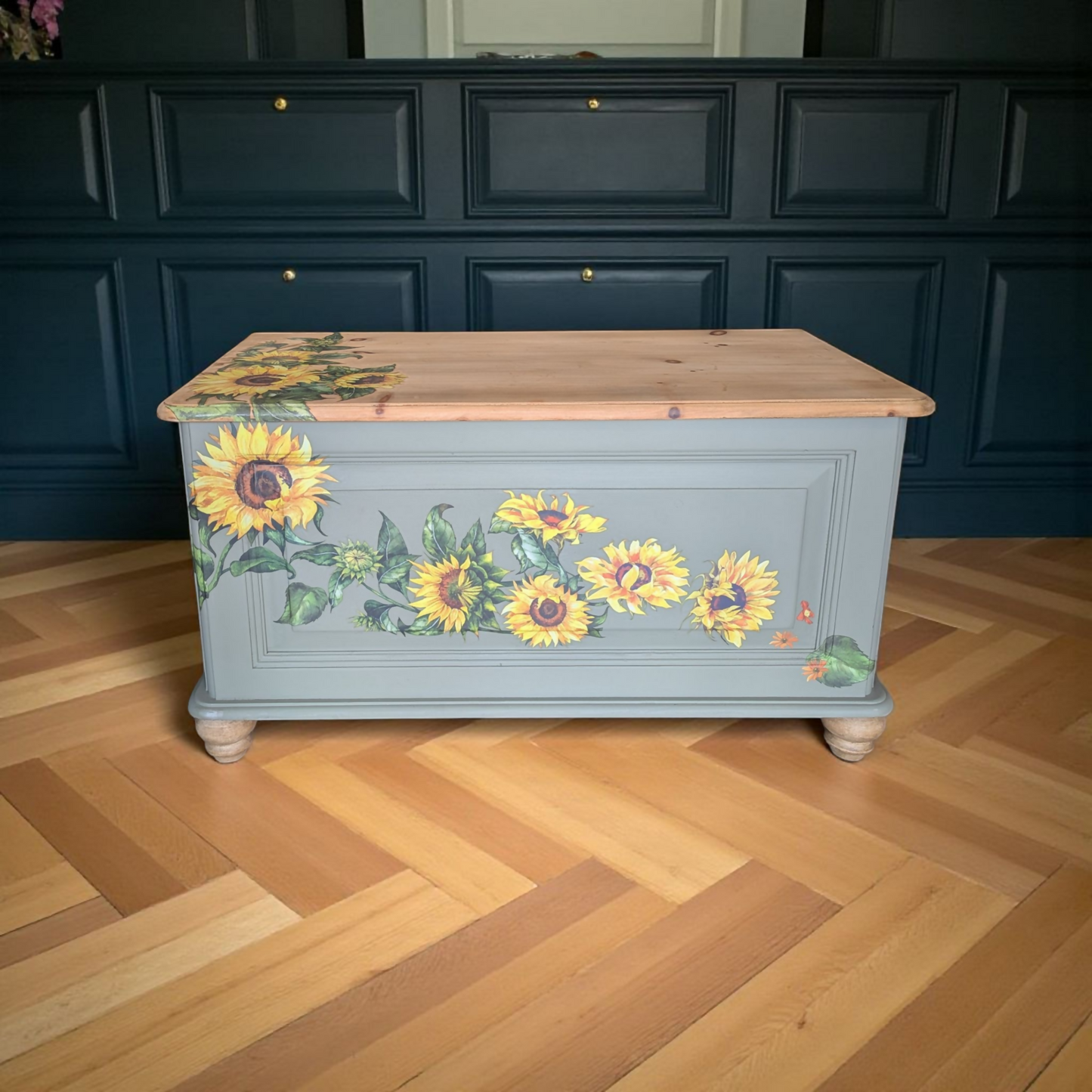 Vintage upcycled green blanket box rustic storage coffee table