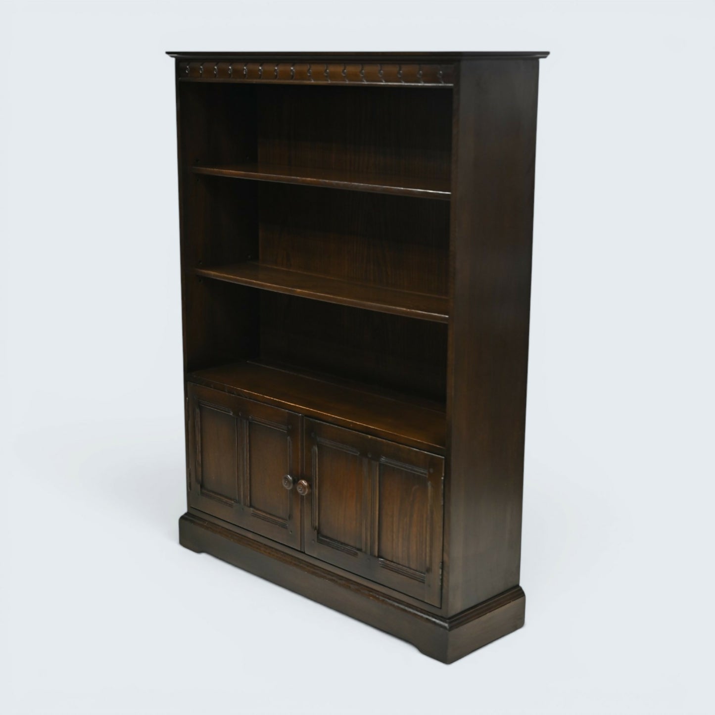 Ercol Wide Medium Bookcase 3 Shelves Cupboard Dark Finish FREE UK Delivery*