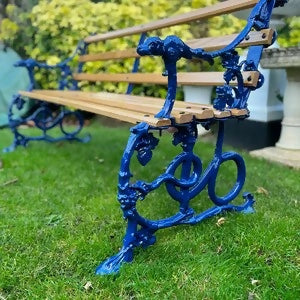 Serpent and Grape Cast Iron and Oak Garden Bench