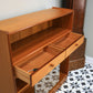 Nathan Teak Slimline Bookcase Wall Unit with Glass Doors and Two Drawers