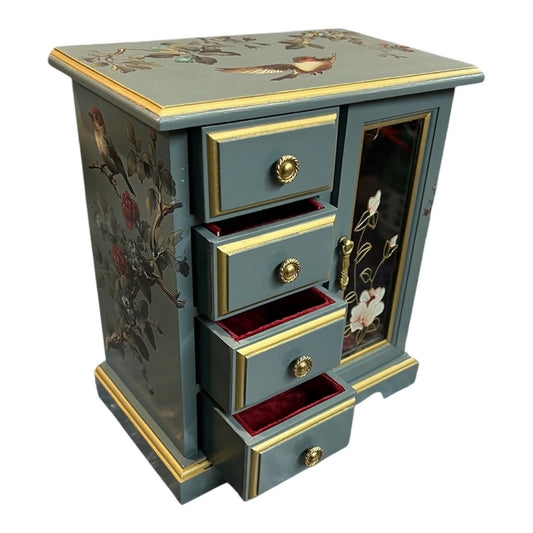 handpainted vintage wooden jewellery box