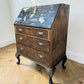 Solid walnut chinoisorie burr wood black gold bureau desk drawers