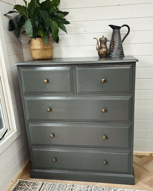 Tall Grey Chest of Drawers