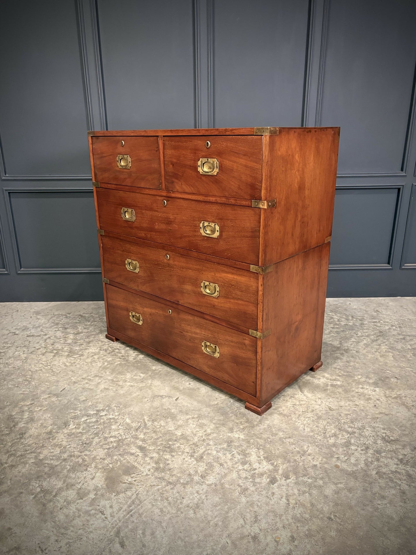 Mahogany Military Vintage Campaign Chest By Ross & Co.