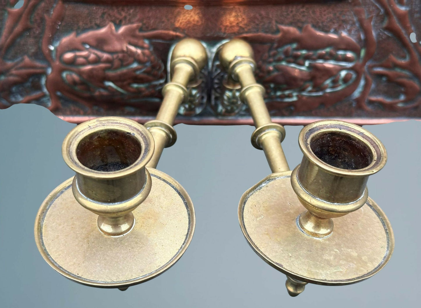 Art Nouveau Copper and Brass Mirror