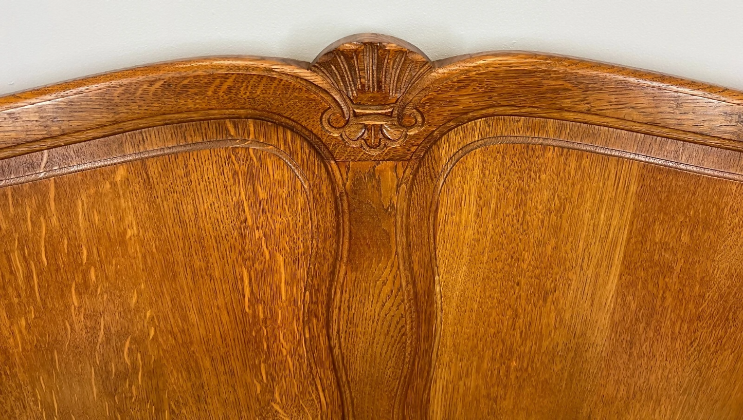 Bed Vintage French Louis XVI Double Bed Frame Oak Carved Headboard LOT 3659