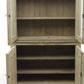Vintage French Painted Pine display cabinet Glazed doors carving shelves cabrio