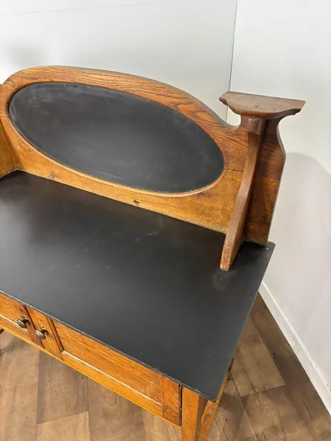Edwardian Oak Marble Top Washstand
