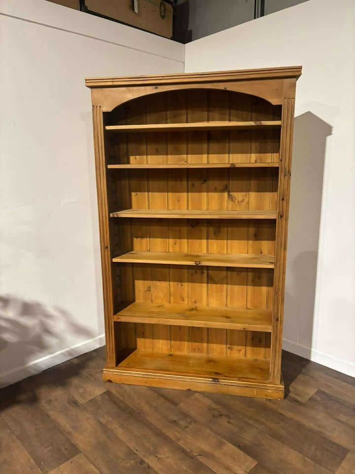 Large Contemporary Stripped Pine Open Bookcase