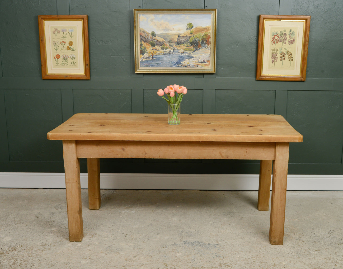 Plank Top Pine Dining Table - Reclaimed Wood - 167 cm