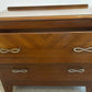 Vintage Lebus Chest of Drawers Deep 2 Drawer Mid Century Brass Infinity Handles