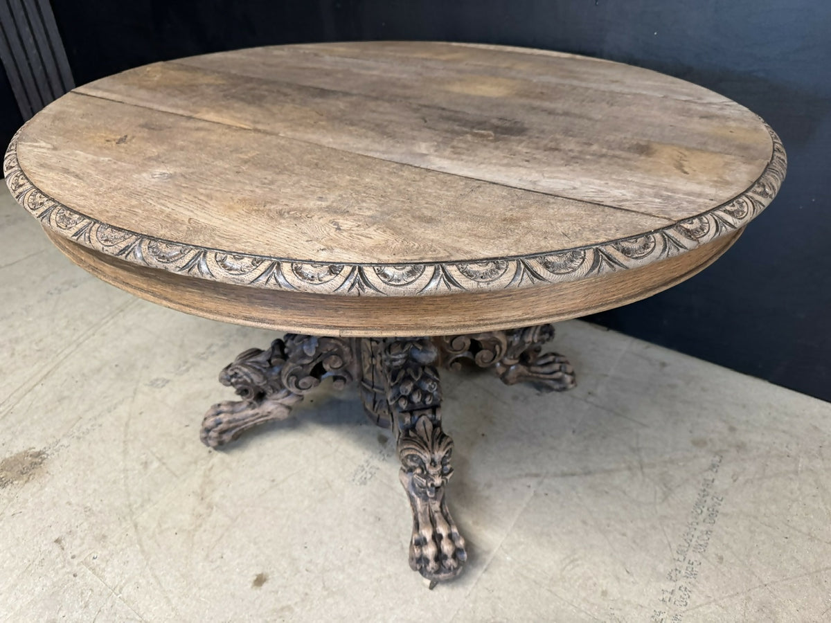 French Carved Oak Hunting Table