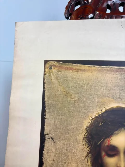 Vintage Religious Lithograph Print – Jesus Christus (St. Veronica’s Handkerchief) after Gabriel Max