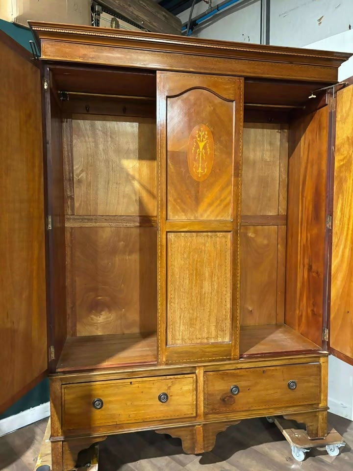 Edwardian Inlaid Mahogany Wardrobe