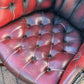 Vintage Red Leather Chesterfield Directors Swivel Armchair
