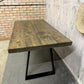 Modern Solid Wood Dining Table Industrial Trapezium Legs Seats 6 Warehouse Loft