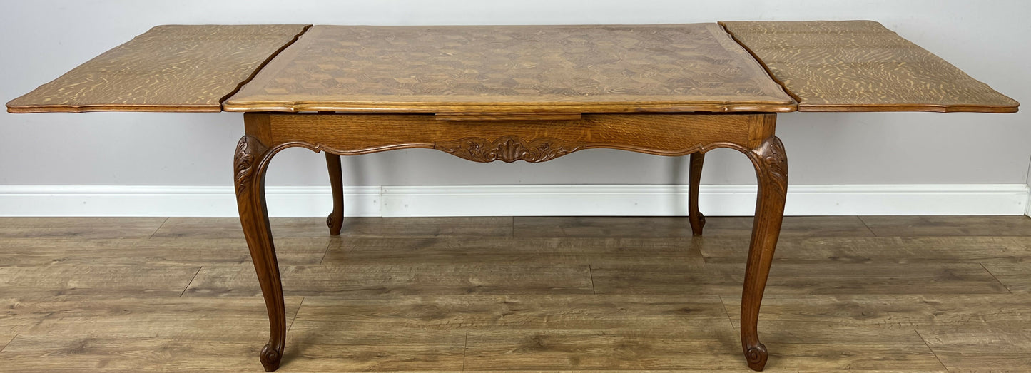 Dining Table Vintage French Louis XVI Carved Oak Extendable Table LOT 6357