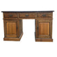 Vintage Burr Walnut and Slate writing office pedestal desk