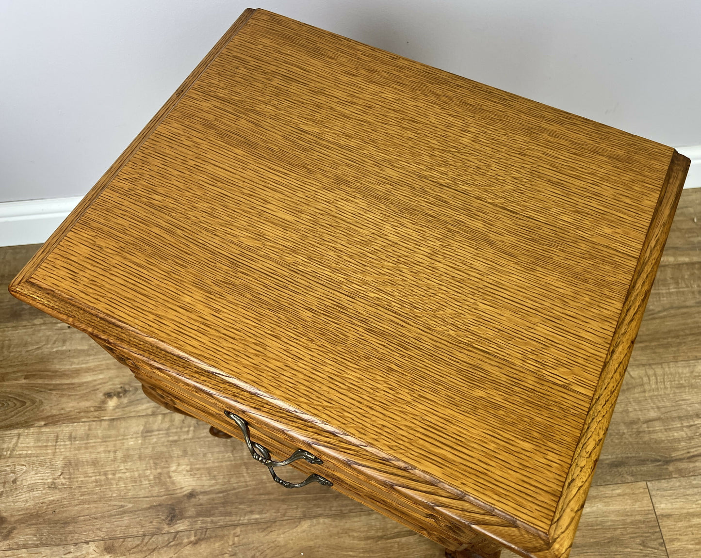Pair of Bedside Tables Vintage French Louis Oak Nightstands Cabinets LOT 6350