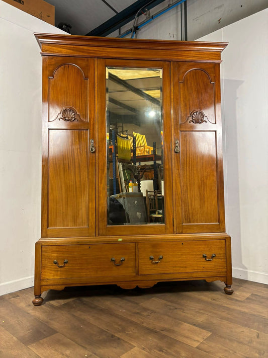 Edwardian Mahogany Triple Door Wardrobe
