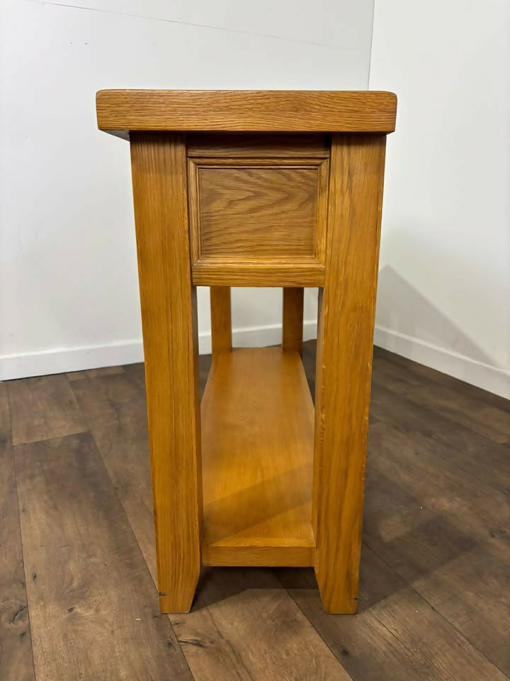 Modern Solid Oak Three Drawer Console Table
