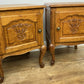 Pair of Bedside Tables Vintage French Louis Oak Nightstands Cabinets LOT 6308