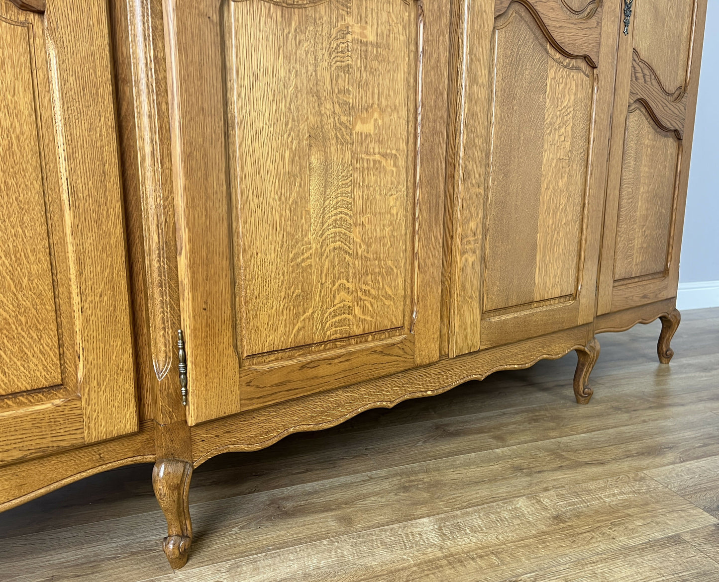 Wardrobe Vintage French Louis XVI Style Oak Four Door Carved Armoire LOT 6455