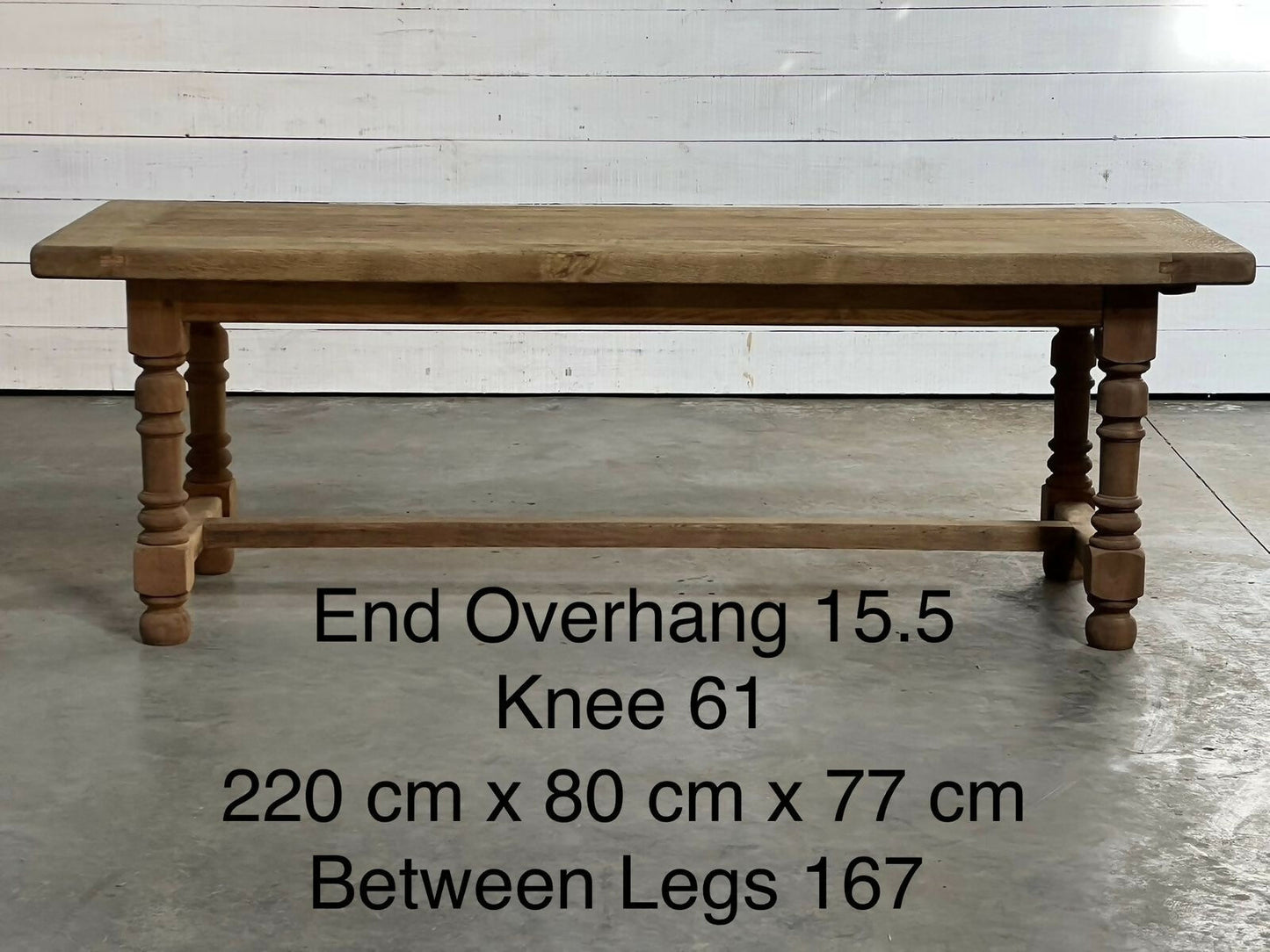 French Oak Farmhouse Kitchen Dining Table With Drawer