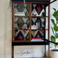 Upcycled Edwardian Mahogany Display Cabinet-Red and Black Perfect as a Cocktail or Display Piece