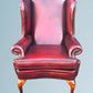 Queen Anne High Back Chesterfield Leather Armchair