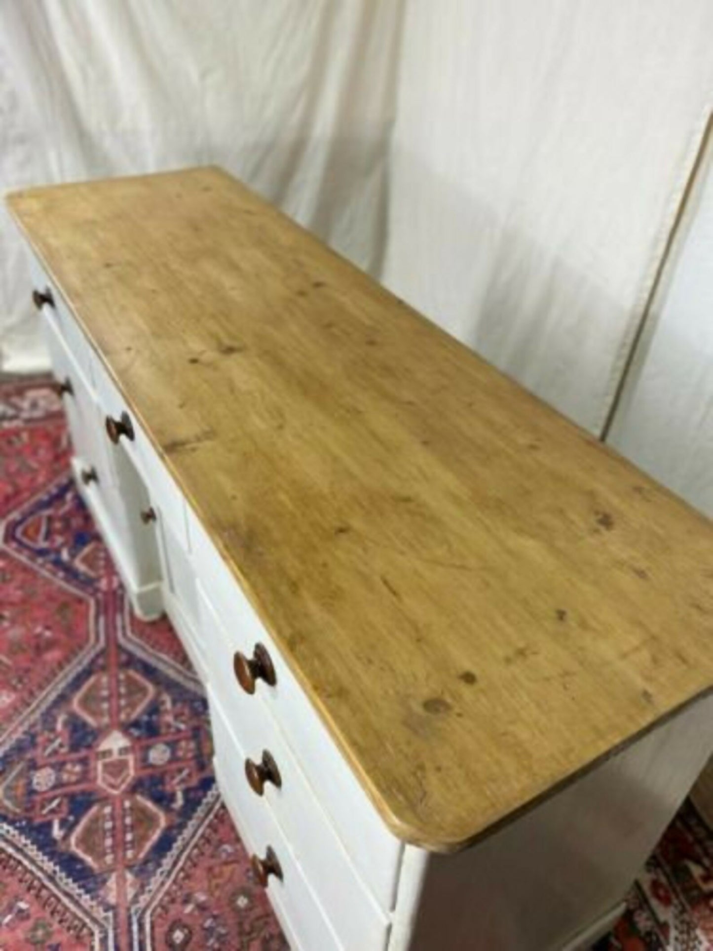 Antique Victorian Pine Breakfront Sideboard Base Unit, c 1870