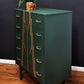 Mid Century modern Drawers,Green and Gold Chest of Drawers.