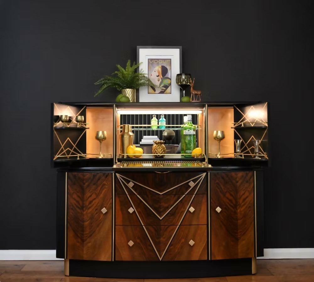 "The Washington", Art Deco Drinks Sideboard, BeautilityDrinks Cabinet, Cocktail