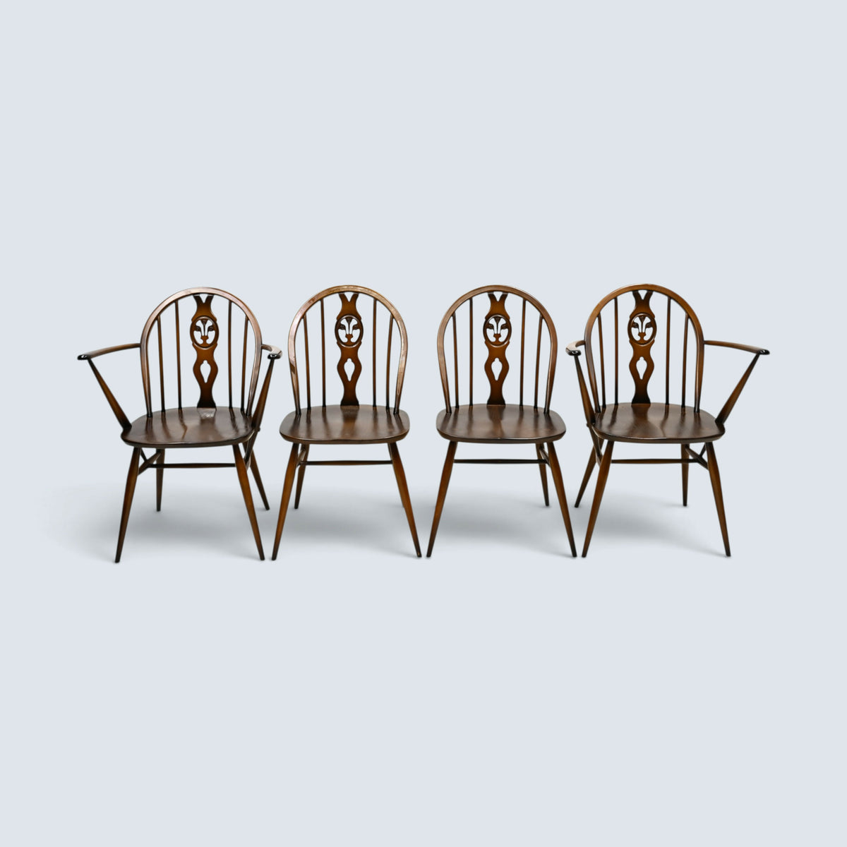 4 Ercol Windsor Dining Chairs Fleur-De-Lyes Traditional Finish FREE UK Delivery*