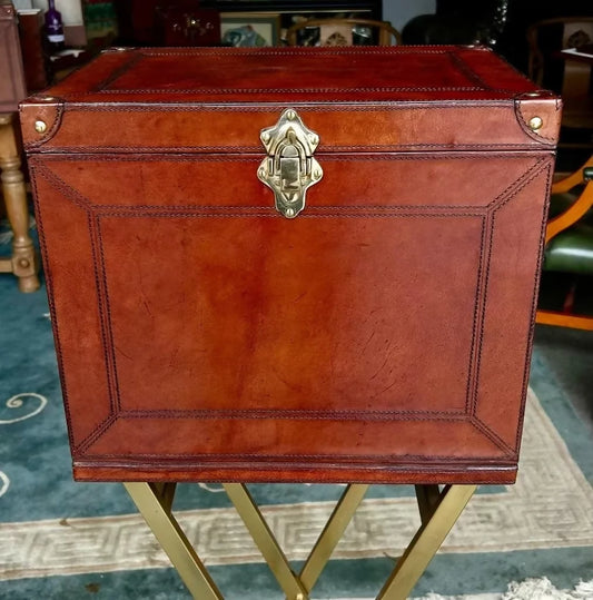 Vintage Style Leather Campaign Portable Drinks Picnic Bar On Stand incl Extras